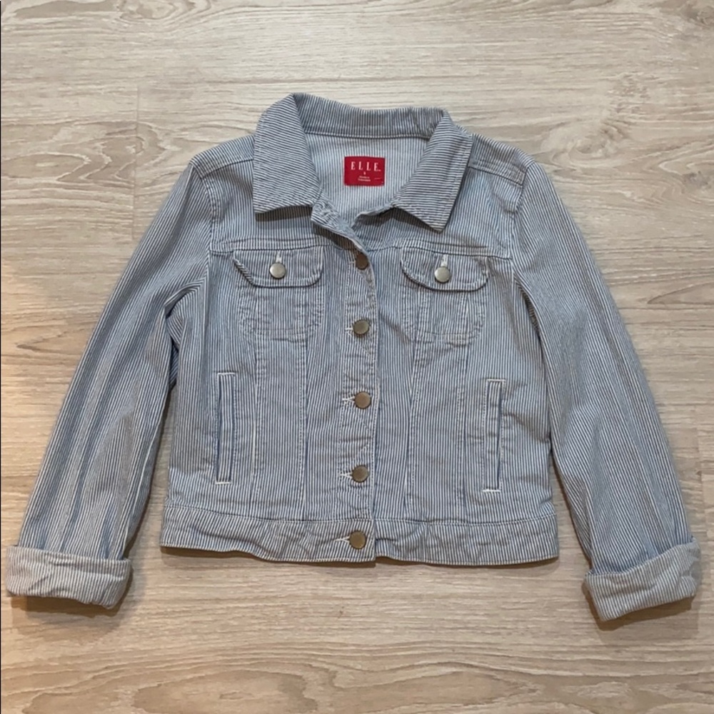 Cropped Blue & White Denim Small Jacket